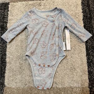 Tahari Gray Long-Sleeve Bodysuit with Squirrel print - 3/6 months